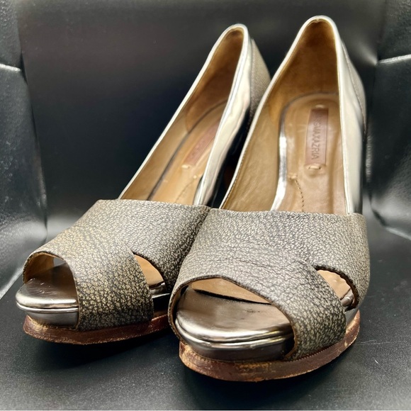 BCBGMaxAzria Metallic Silver Stiletto Platform Heels Size 7.5 - Picture 5 of 13